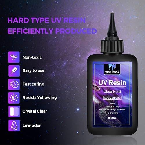 UV Resin 100g- VIDA ROSA RESIN Crystal Clear Hard Ultraviolet Curing Epoxy Resin For Jewellry Making Art Pendants, Earrings, Necklaces, Bracelets, Nail Art Accessories thumbnail 3