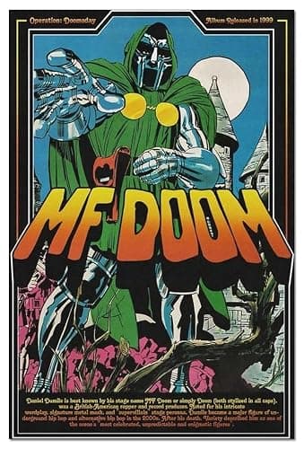 LaBdip MF Doom Poster Album Cover Hip-hop Comic Music Poster for Room Aesthetic Canvas Wall Art Bedroom Decor Unframed 12x18inch - Image 1