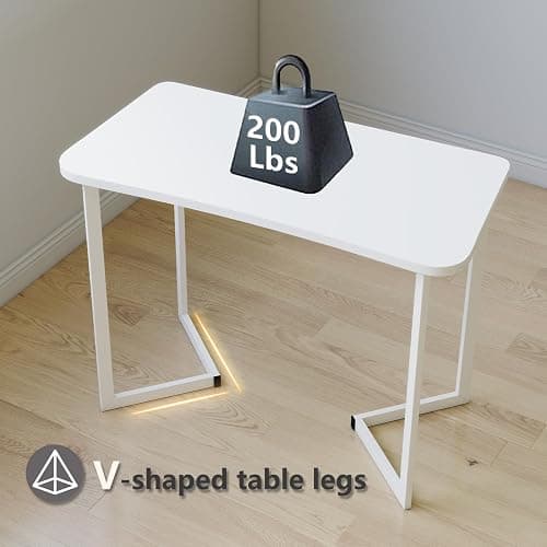 Funecy Computer Desk 40 Inch Small Table for Office,Modern Simple Style Writing Study Work Gaming Table for Home Office (White) thumbnail 7