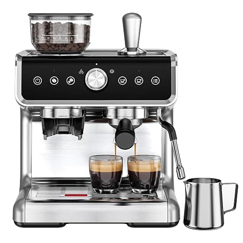 EUHOMY Espresso Machine with Grinder, 20 Bar Coffee Maker with Milk Frother Steam Wand, Professional Expresso Coffee Machines with Removable Water Tank, Latte & Cappuccino Machine for Home Barista - Image 1