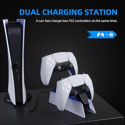 afbptek PS5 Controller Charging Station Dock, Dual Charging for Dualsense, playstation 5 Wireless Accessories with Blue LED ON/Off Automatically thumbnail 2