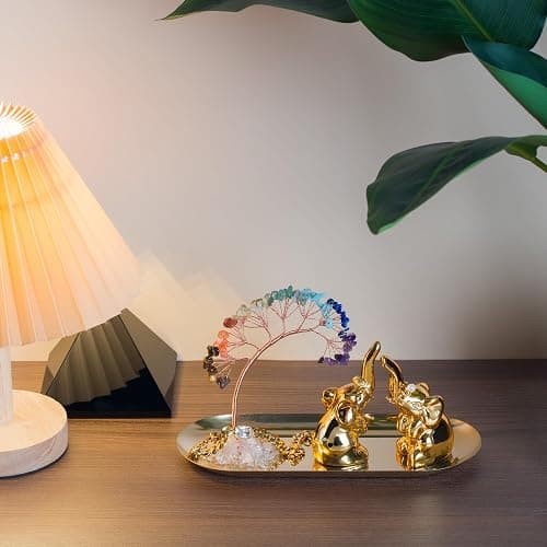 ZenBless 7 Chakra Healing Crystal Tree Ceramic A Pair Elephant Decor Elephant Gifts for Women, Elephants Statues Home Decor, Yoga Meditation Zen Spiritual Room Home Shelf Decor Feng Shui Good Luck thumbnail 2