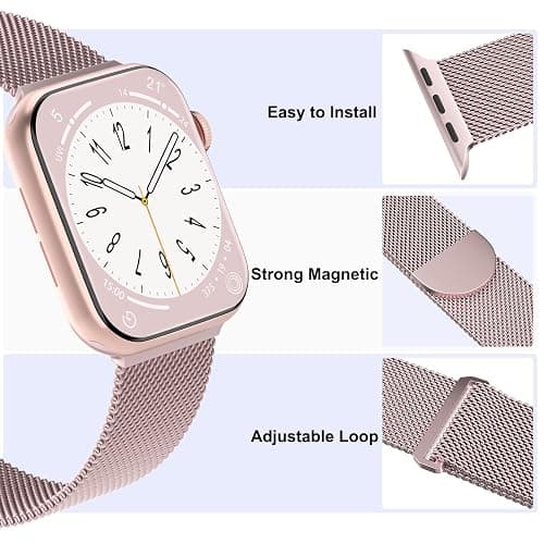 3 Pack Mesh Metal Band Compatible with Apple Watch Band 38mm 40mm 41mm 42mm 44mm 45mm 46mm 49mm, Stainless Steel Magnetic Loop Strap for iWatch Ultra 3 2 1 Series 11/10/9/8/SE/7/6/5/4/3 Men Women thumbnail 3