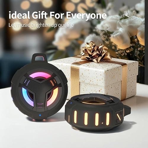 EBODA Bluetooth Shower Waterproof Speaker Portable Gifts for Kayak Teens | IP67 Small Mini Speakers with LED Light, Floating, 2000mAh, True Wireless Stereo for Hiking, Beach, Stuff for Boys Men-Black thumbnail 9