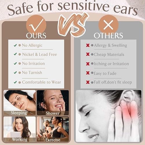 Jstyle Hypoallergenic 14K Gold Plated Flat Back Earrings for Women Men Surgical Stainless Steel Earrings for Sensitive Ears Small Stud Hoop Cartilage Earring Stack Set for Multiple Piercing Jewelry thumbnail 6