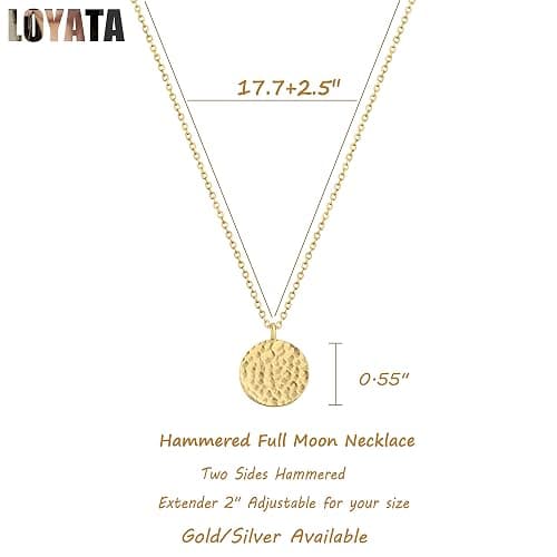 LOYATA Gold Pendant Necklaces for Women-Simple 14K Gold Round Circle Pendant Necklace Dainty Charm Necklace Jewelry Gifts for Women thumbnail 6