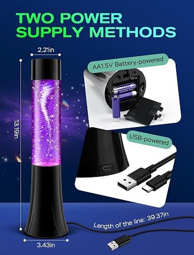 Glitter Tornado lamp for Kids,Beautiful Birthday Christmas Valentines Gifts for Him Kids Teen Boys,Fun Office Home Bedroom Room Decor Night Light,Novelty Liquid Motion Lamps Teenagers Adults Men thumbnail 7