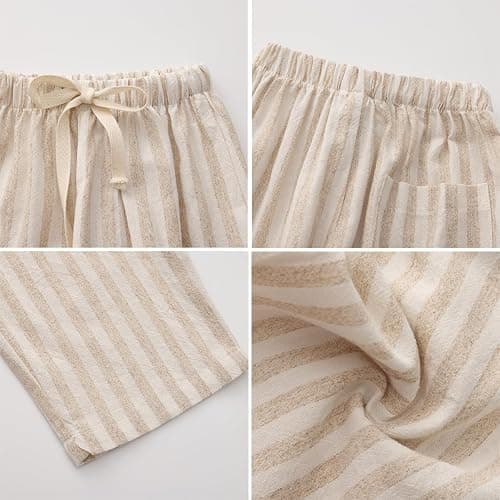 Ashmyova Classic Casual Pants for Boys Thin Cotton Stripe Elastics Waist Spring Summer Trousers Toddler Long Pants 2Pcs thumbnail 7