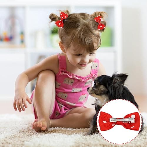 Radsocken 48Pcs Girls School Red Hair Accessories Kit Red Bow Hair Clips Headband Ponytail Holder Elastics Bands Ribbon Hair Barrettes Hair accessories for girls Birthday Gift thumbnail 6