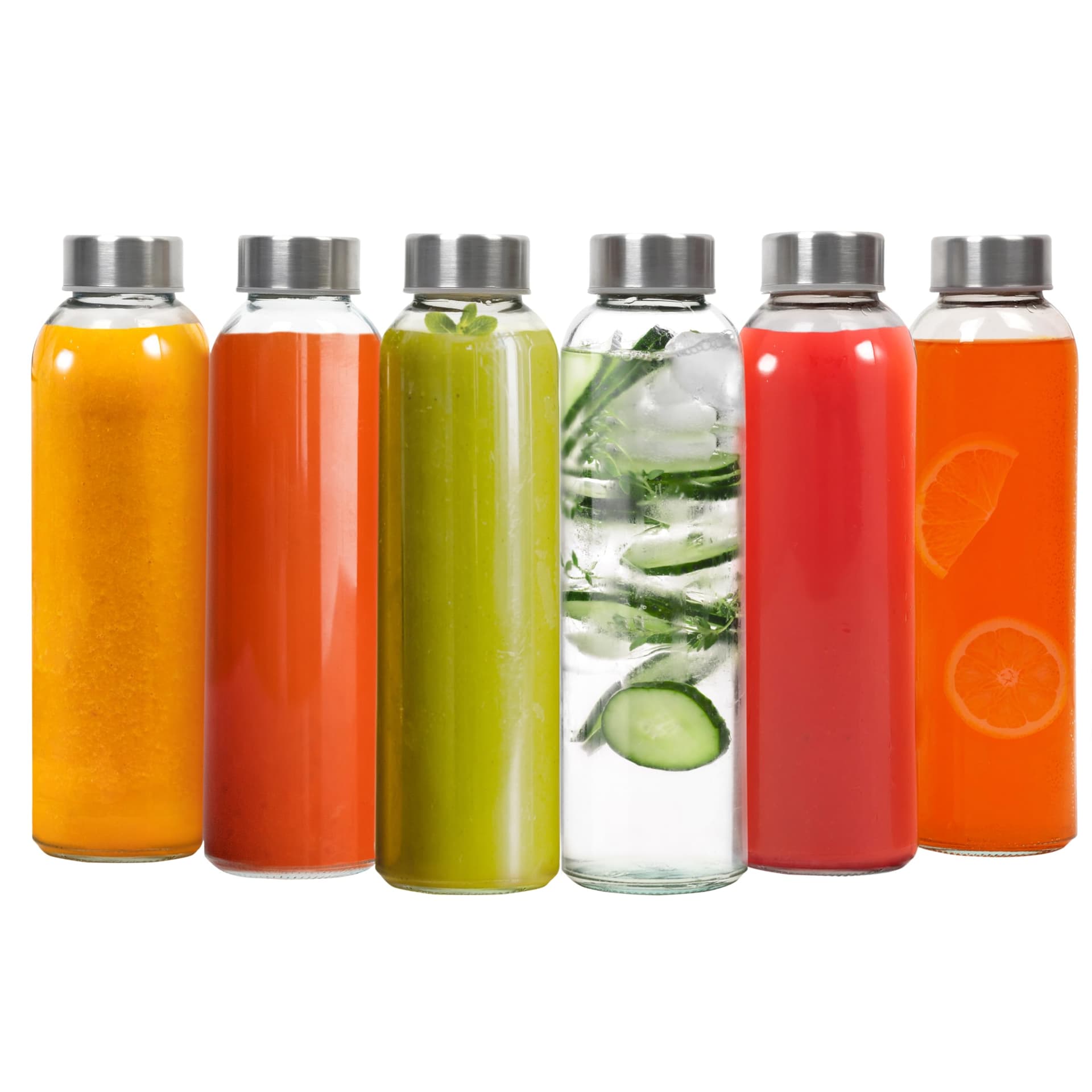 Winter Shore 500 ml Herbruikbare Glazen Waterflessen met Doppen [6 Pak] - Doorzichtig Glazen Sapflessen voor Persen, Hete & Koude Dranken, Shakes, Koffie - Lekvrije Containers met Roestvrijstalen Dop thumbnail 8