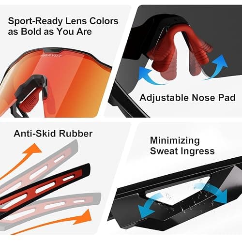 HAAYOT Polarized Sports Sunglasses for Men Women Youth Baseball Cycling Running Softball Biking Glasses 5 Lenses thumbnail 6