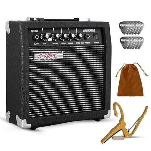 5 Core Guitar Amp 20 Watt Electric Amplifier w Built in 6.5" Speaker Aux Headphone Jack Portable Mini Practice Amps w Gain Bass Treble Volume and Mid - Image 1