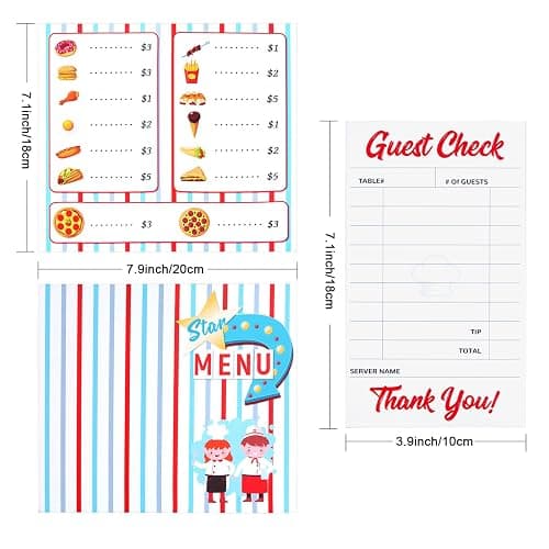 Keymall Kids Waiter Costume Set Vendor Costume Kit 6 Pcs Hat Apron Bow Tie Gloves Cards For Halloween Pretend Play Dress Up thumbnail 5