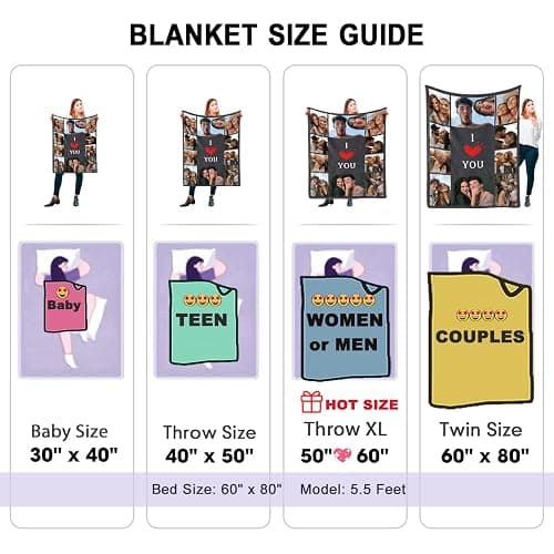DayOfShe Custom Blanket with Photo I Love You Girlfriend Boyfriend Gifts,Personalized Blankets for Mom,Dad,Couple,Husband & Wife Birthday Gifts for Women Men thumbnail 8