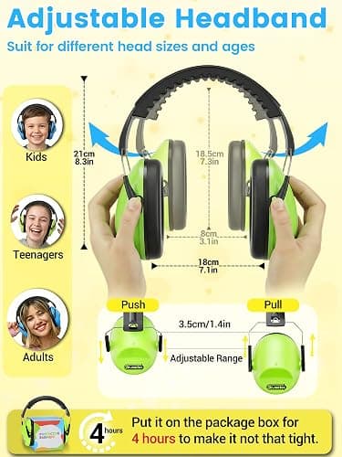 Dr.meter Noise Cancelling Headphones For Kids 2PACK, 27.4SNR Kids Ear Protection Ear Muffs for Toddler Hearing Protection, Noise Reduction Earmuffs for Monster Jam, Autism Sensory, Focus, Fireworks thumbnail 5