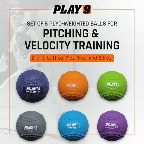 SHOP PLAY 9 - Plyometric Baseballs - Weighted Balls for Baseball - Arm Care, Velocity, and Strength Training - Weighted Baseballs for Throwing and Stretching - Textured Finish for Improved Grip thumbnail 2
