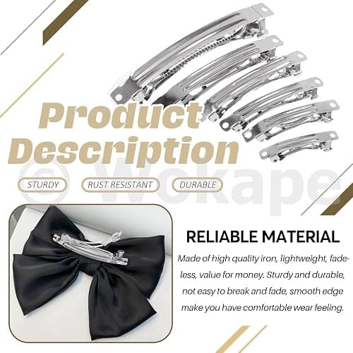 Wokape 100Pcs 2.36" French Barrette Hair Clips, Metal Hair Clips for DIY Bow Streamer Craft Clip thumbnail 3