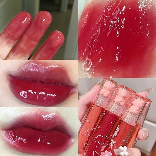 Blopuivo 6 Colors Bear Lip Gloss,Jelly Lip Glaze,Cute Liquid Lipstick Bear Lip Stain Watery Lipgloss Plumping Lip Tint Moisturizing Waterproof Long Lasting for Lip and Cheek thumbnail 7