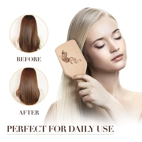 Hair Brush Boar Bristle Hairbrush for Thick Curly Thin Long Short Wet or Dry Hair Adds Shine and Makes Hair Smooth, Best Paddle Hair Brush for Men Women Kids thumbnail 3