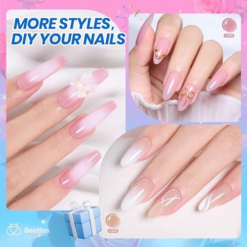 Beetles Nude Gel Nail Polish Set - 6 Colors Nude Pink Brown Neutral Jelly Gel Polish Kit Sheer Translucent Effect Soak Off UV Nail Art Design Drunken Rose Collection Manicure Gift for Women thumbnail 3