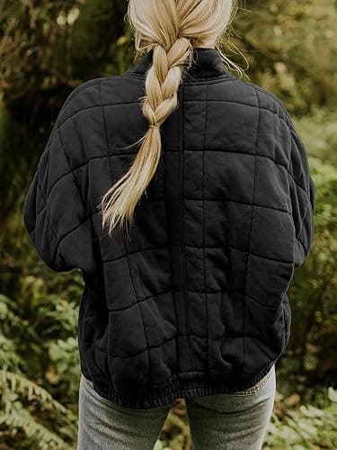 utcoco Women's Causal Lightweight Jacket Stand Collar Long Sleeve Zip Up Winter Coats for Women thumbnail 3