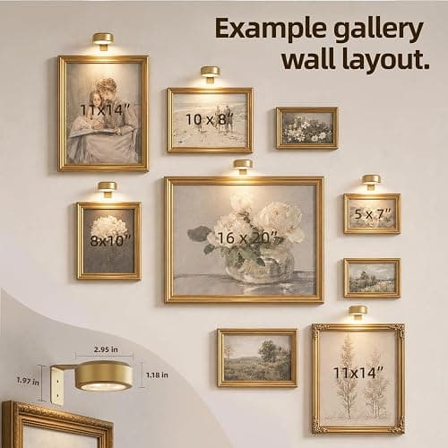 EZVALO Picture Lights for Wall, 2000mAh Rechargeable Battery Magnetic Poster Lights with 3 Color Temps & 12 RGB, Remote Dimmable Timer Painting Light, Wall Decor Light for Art Display, Frame (3 Pack) thumbnail 8