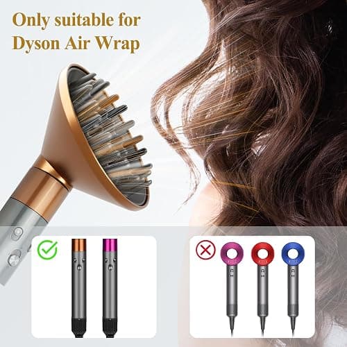YTCHYYSK Large Diffuser Attachment Compatible with Dyson Airwrap, Upgraded Bigger Diffuser Nozzle to Dryer Faster and Define Curls Hair, Gold thumbnail 8
