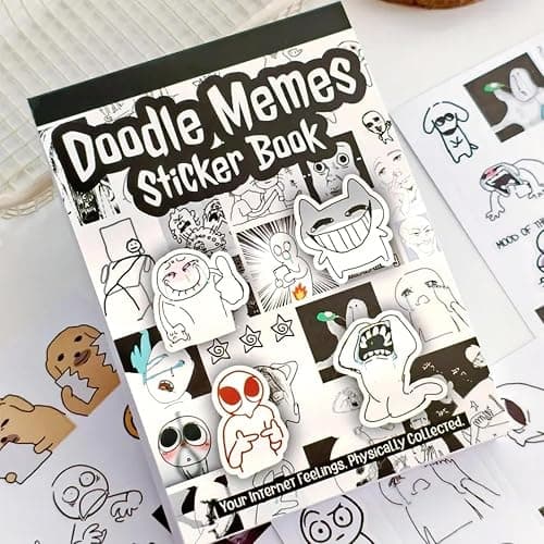 Doodle Meme Sticker Book, Fun Hand-Drawn Graffiti Stickers, 460 Hand Drawn Stickers for Journaling Express Your Mood & Internet Vibes for Laptops, Notebooks, Planners, and Phone Cases thumbnail 2