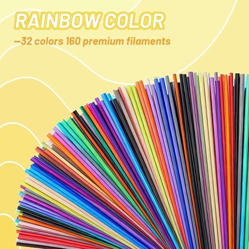 Logiim 32 Colors PCL 2.5mm 3D Pen Filament Refill Compatible with 3Doodler Start+, Low Temperature Filament, 15 cm x 5 pcs Total 2400cm, Safe & Easy-Use Refill 160Pcs thumbnail 5