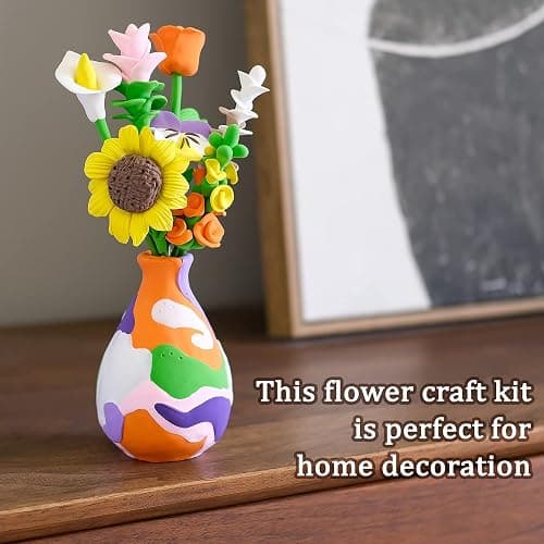 Drama Planet Flower Craft Kit for Kids, Make Your Own Flower Bouquet with Air Dry Clay, Arrange Clay Flowers & Create Personalized Art, Great Gifts for Girls thumbnail 5