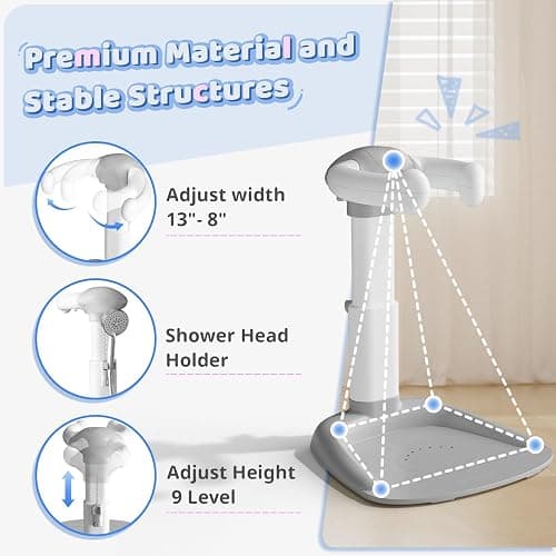 COOSEYA Baby Bath with Shower Stand Support|Anti-Pinch Soporte para Bañera de Bebé Adjustable Shower Tower and Anti-Slip for Toddler Standing Up Themselves,Ideal Gift for Infants 6-36 Months thumbnail 3
