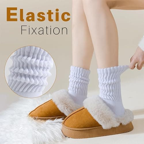 VoJoPi Women's Scrunch Crew Socks, 3 Pairs Cozy Retro Thick Slouchy Socks for Boots, Warm Winter Thermal Gift Set, US 5-11 thumbnail 6