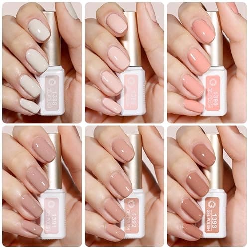 GAOY Nude Pink Gel Nail Polish Set, 6 Neutral Colors Beige Skin Tone Soak Off UV Light Cure Gel Polish Kit for Salon and Nail Art DIY at Home thumbnail 2