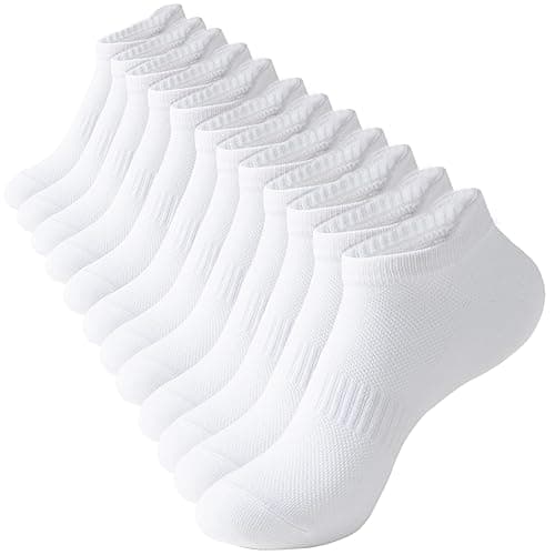 ACCFOD Womens Ankle Socks Athletic Running Low Cut Socks With Tab 6 Pairs - 6-9 - White - Image 1