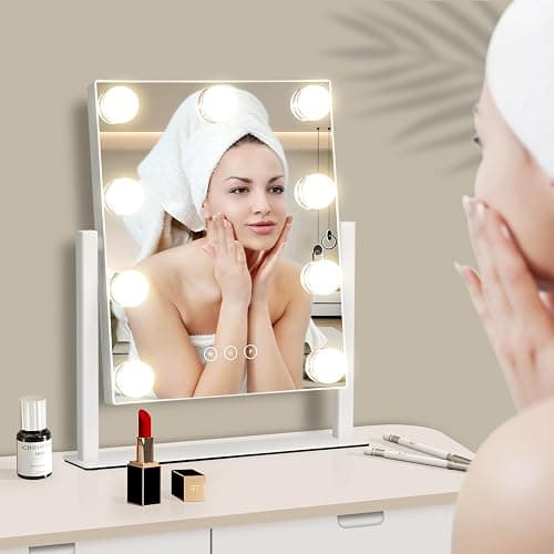 NUSVAN Vanity Mirror with Lights, Makeup Mirror with Lights,3 Color Lighting Modes Detachable 10X Magnification Mirror Touch Control,360°Rotation, White. thumbnail 5