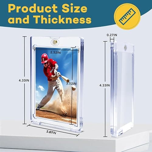 100ct Magnetic Card Holders, Magnetic 35pt One Touch Card Holders, U-V Protection Hard Plastic Display Case for Trading, Sports, Baseball, Football, Game Cards thumbnail 2