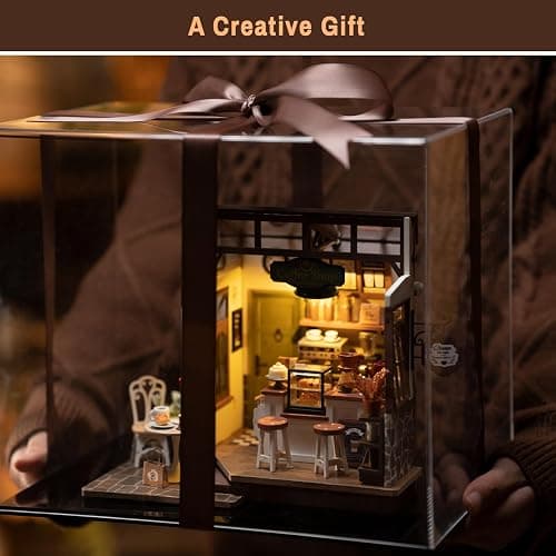 Rolife Coffee Shop Miniature Dollhouse Kit with LED Lights - DIY Crafts for Adults, Birthday Gifts and Hobbies thumbnail 4
