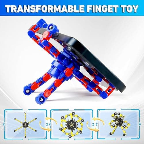 Transformable Fidget Spinners,9PCS Funny Sensory Fidget Toys Adults Deformable Chain DIY Robot Spinner,Fingertip Stress Relief Gyro Toy Halloween Party Favors Christmas Stocking Stuffers for Kids thumbnail 4