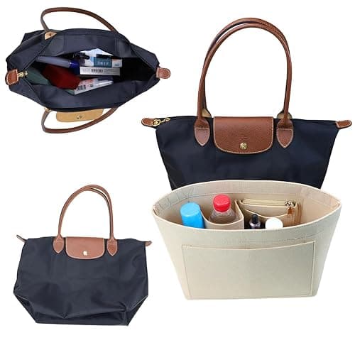 Lckaey Organizer insert For longchamp inserts for long champ L bag le pliage Organizer insert large beige thumbnail 5