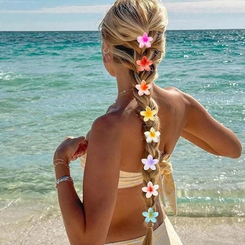 8 Pcs Hawaiian Flower Hair Claw Clips Cute Mini Plumeria Hibiscus Hair Clips for Women Girls Hair Accessories thumbnail 3