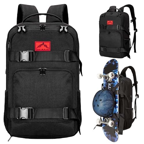 GoHimal Skateboard Backpack,17in Laptop Bag for Men&Women(Black) | USB Charging Port,Multi-Sport Design,Anti-Theft - Image 1