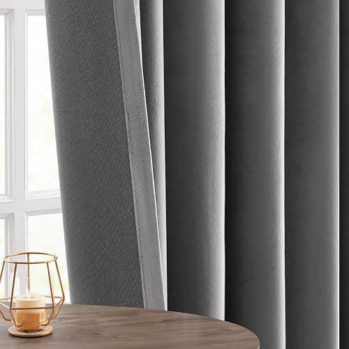 Topfinel Gray Velvet Blackout Curtains 84 Inches Long, Light Grey Room Darkening Thermal Insulated Soundproof Modern Heavy Thick Suede Back Tab Winter Drapes for Living Room Bedroom 2 Panels thumbnail 6