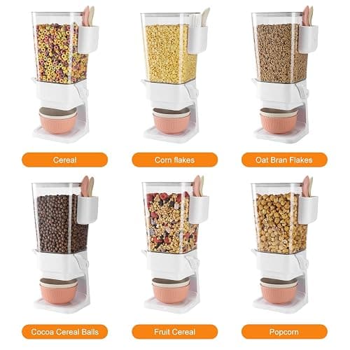 Osacoe Cereal Dispenser Countertop 2 Pack with Bowls Spoons Cutlery Box,5.5 QT Dry Food Dispenser Snack Organizer Containers Storage with Lids for Pantry Kitchen Organization Oatmeal Nut Granola Candy thumbnail 6