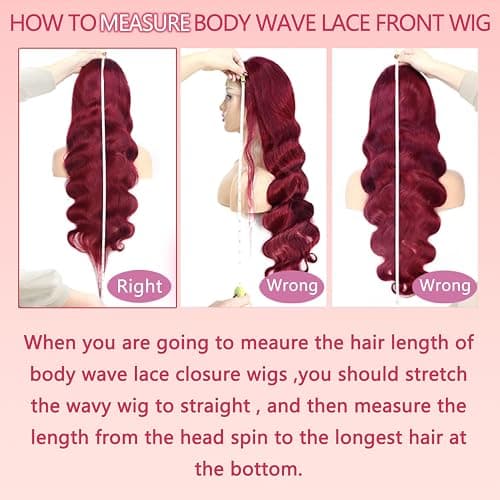 30 Inch Burgundy Wig Human Hair 13x6 99j Body Wave Lace Front Wigs Human Hair Pre Plucked Red Wig for Women 180 Density,100% Real Human Hair No Synthetic Blend No Tangle No Shedding Triple Lifespan 3X thumbnail 7