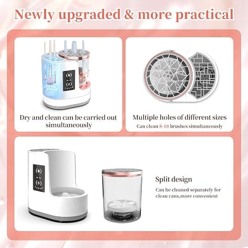 LARDERGO Makeup Brush Cleaner Machine, Ultimate Efficient Electric Automatic Cleaner and Dryer for All Types of Makeup Brushes thumbnail 5