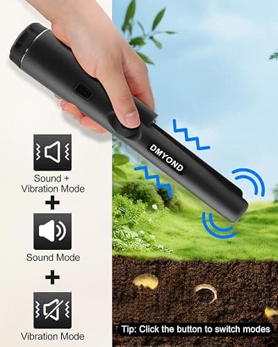 Dmyond Metal Detector Pinpointer, Professional Waterproof Handheld Pin Pointer Wand, Search Treasure Pinpointing Finder Probe with 9V Battery for Adults, Kids, Black thumbnail 4