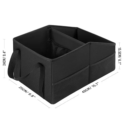 INFIVITA Car Organizer - Automotive Organizer for Front And Back Seat or Floor, Car Caddy Organizer with Divide, Handles and Multiple Mesh Pockets thumbnail 3
