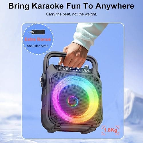 [Newest] Karaoke Machine with 2 Wireless Microphones: Karaoke Speaker Microphones for Adults Kids - Portable Bluetooth Speaker for TV Phone Tablet - Karaoke Gift for Party Home Outdoor Live Mixers thumbnail 5