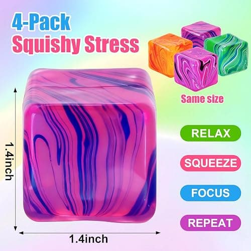 4 Pack Fidget Toys Squishy Stress Toys.Fidget Squeeze for Adults, Squishy Balls for AnxietyStress Relief & Easter Basket Stuffers Classroom Prizes thumbnail 3