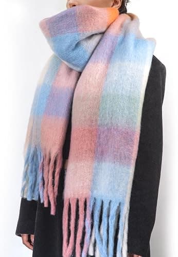 BLATIAL Womens Scarf Winter Big Colorful Checked Thick Warm Soft Scarves Casual Tassel Blanket Scarf thumbnail 3